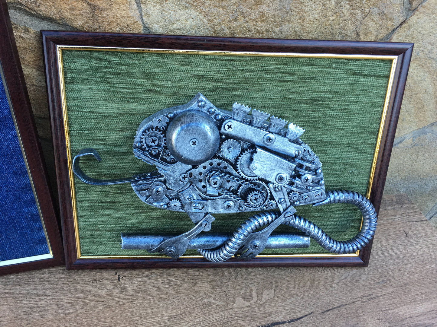Steampunk painting, steampunk wall decor, steampunk wall hanging, steampunk wall art, steampunk wall sculpture, seahorse, chameleon, fish