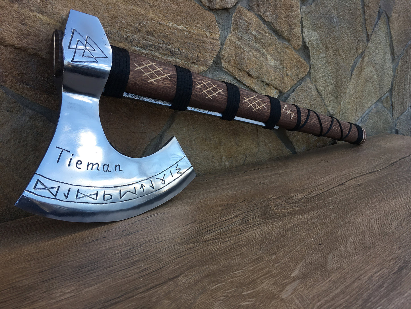 Runic axe, pagan axe, axe with runes, personalized axe, custom axe, axe with initials, viking axe, bearded axe, Norse axe, viking weapon