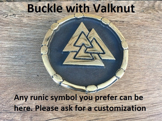 Runic buckle, Valknut buckle, viking buckle, mens buckle, belt buckle, buckle with runes, runic symbol, Valknut charm, Valknut patch, pagan