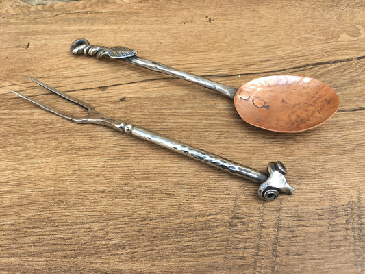 Medieval spoon, medieval fork, mid century spoon, copper spoon, viking spoon, medieval cutlery, viking cutlery, medieval flatware,spoon,fork