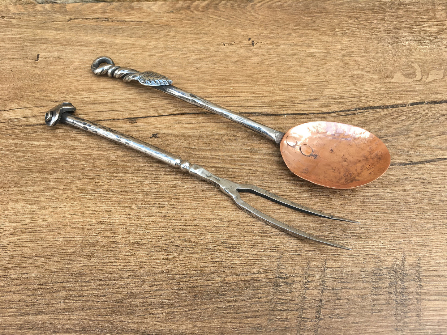 Medieval spoon, medieval fork, mid century spoon, copper spoon, viking spoon, medieval cutlery, viking cutlery, medieval flatware,spoon,fork