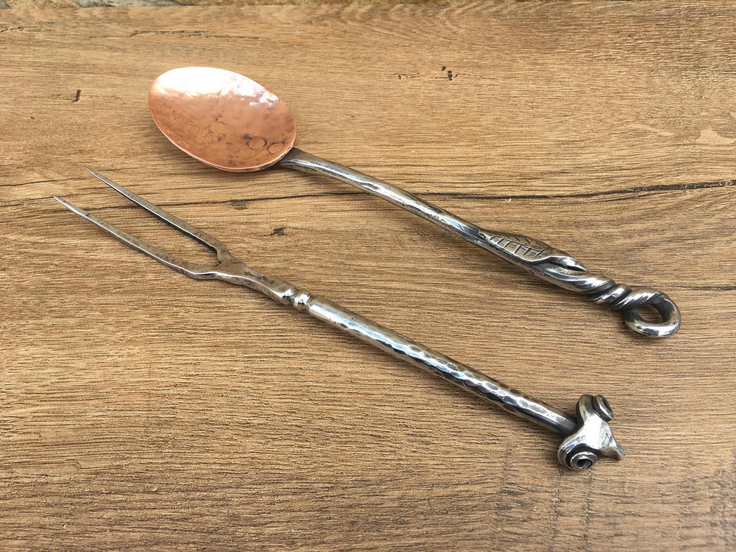 Medieval spoon, medieval fork, mid century spoon, copper spoon, viking spoon, medieval cutlery, viking cutlery, medieval flatware,spoon,fork