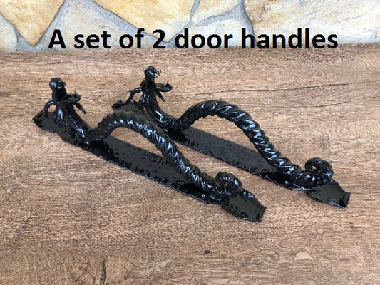 Door handle, door handle black, door handle decor,dragon, dragon gift, dragon art, door handle set, door handle vintage,cottage door handle