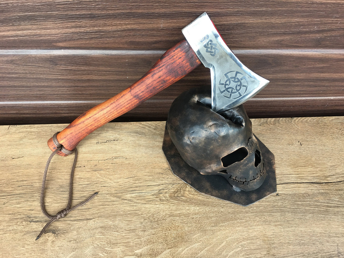 Axe holder with axe, axe stand, viking axe, Halloween gift, mens gifts, metal skull,manly gifts,medieval,tomahawk,gift for him,gifts for men