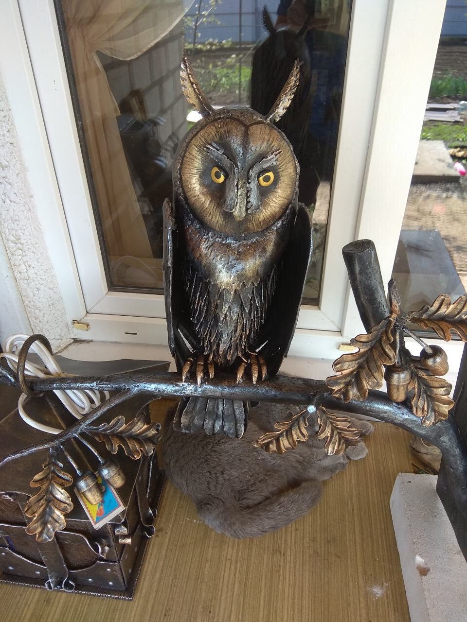 Wall sconce, outdoor sconce, outside sconces, outdoor sculpture, owl, viking sconce, castle sconce, medieval sconce, midcentury sconce