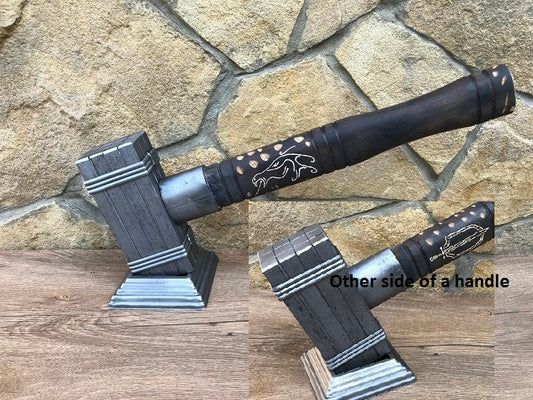 Hand forged hammer, viking axe, Thors hammer, decorative hammer, mjolnir, medieval hammer, mens gift, iron gift for him, viking hammer