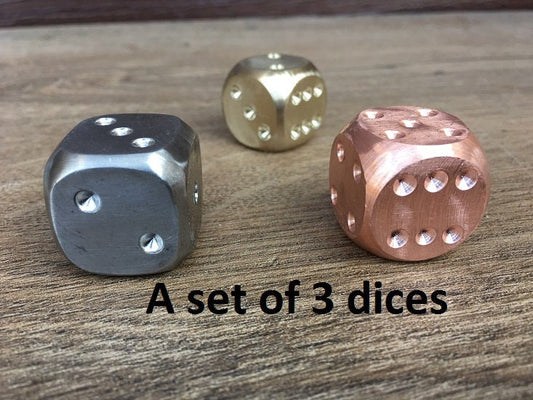 Dices, bronze dice, copper dice, dice set, bronze anniversary, copper anniversary, iron anniversary, tabletop game, board game,dice gift