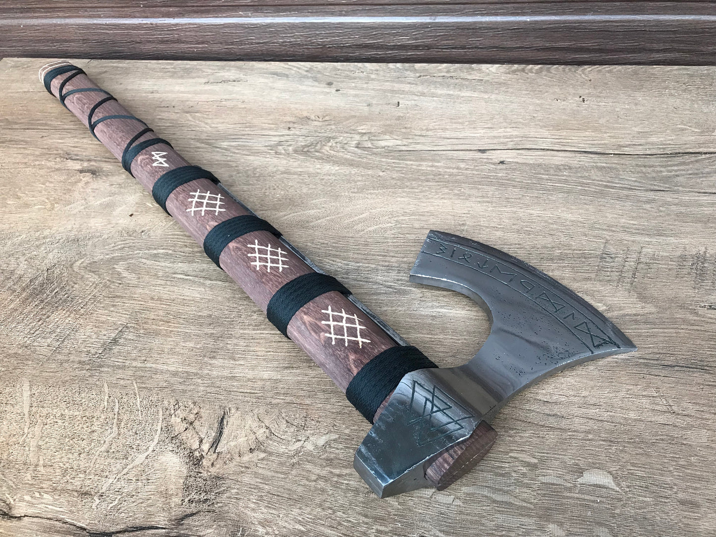 Runic axe, pagan axe, axe with runes, personalized axe, custom axe, axe with initials, viking axe, bearded axe, Norse axe, viking weapon