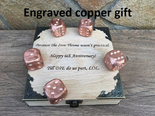 Yahtzee dice, yahtzee, yardzee, yardzee dice, copper dices, yahtzee game,yahtzee gift, copper wedding, copper anniversary gift, copper gifts