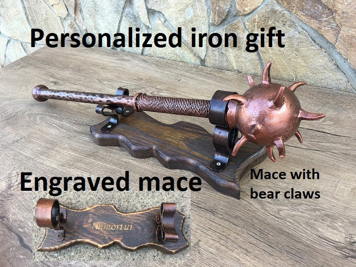 Wall mace, war mace, mace, mace weapon, mace medieval, bear claws, mace holder, flail, chain flail, viking axe, mens gifts,iron gift for him