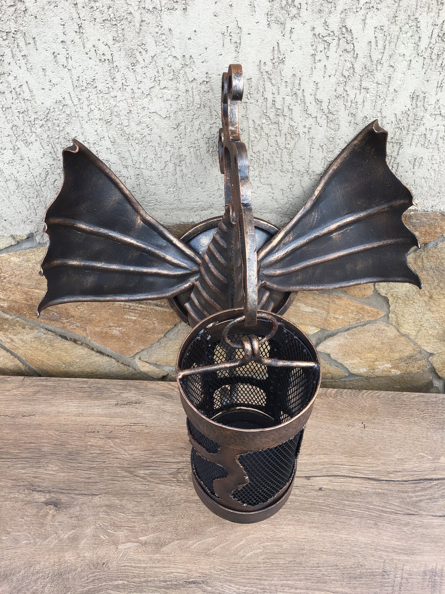 Wall sconce, wall lamp, hand forged lamp, hand forged lantern, garden lamp, porch lamp, candelabra, lighting, sconce, light fixture, dragon