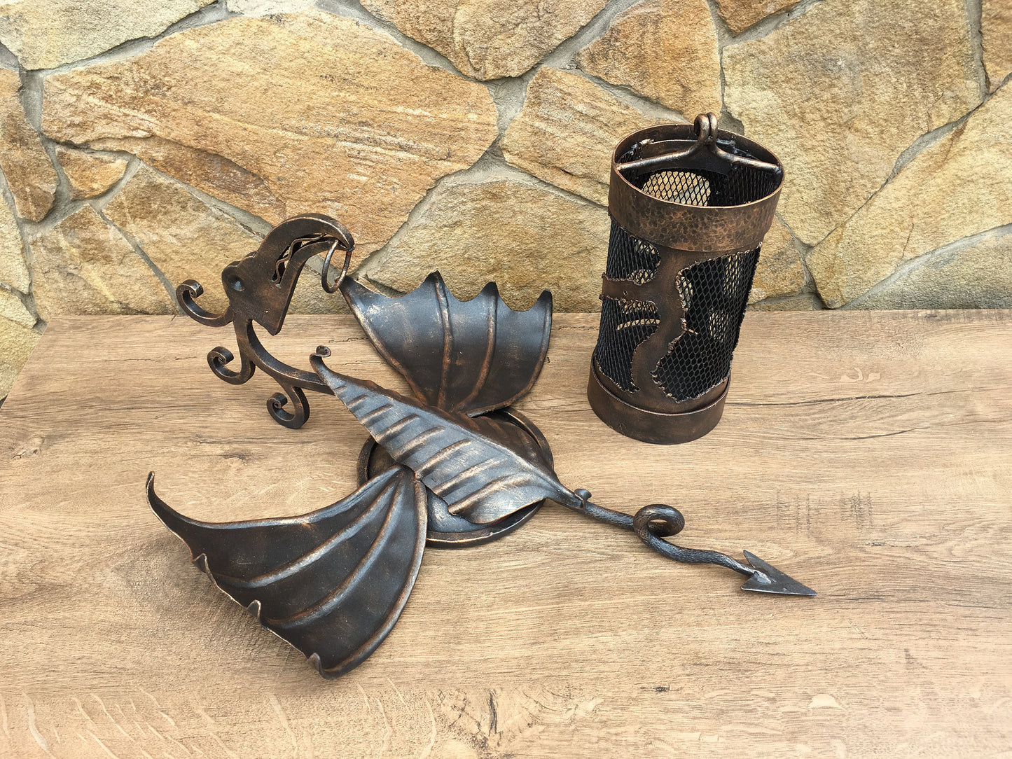 Wall sconce, wall lamp, hand forged lamp, hand forged lantern, garden lamp, porch lamp, candelabra, lighting, sconce, light fixture, dragon