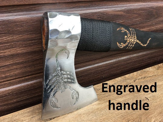 Viking axe, engraved axe, tomahawk, axe, viking hatchet, custom axe, bearded hatchet, viking style axe, woodcarving axe, battle axe,war axe