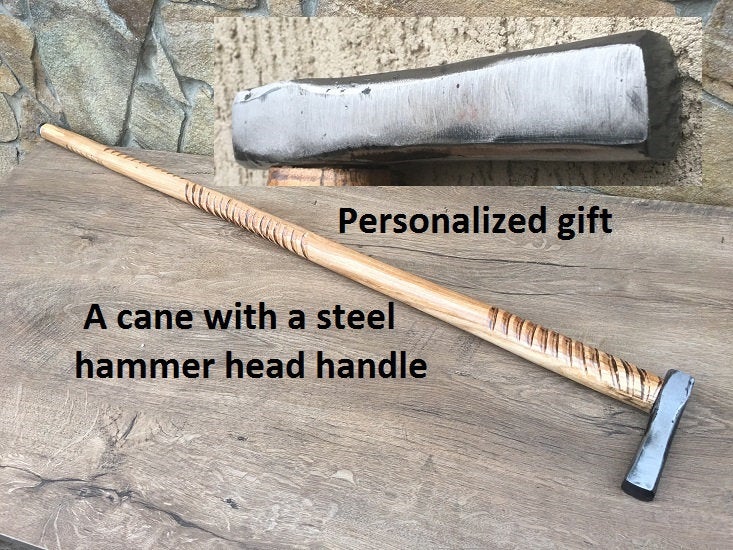 Walking cane, walking stick, walking stick cane, cane, hammer, wood carving, hammer head, art cane, fashion cane, iron gift for men, stick