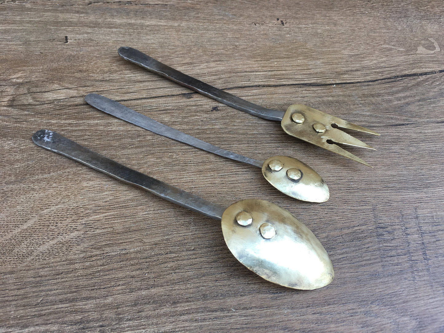 Bronze cutlery, mid century cutlery, midcentury flatware set, fork, cutlery, mid century flatware, medieval fork,mid century spoon,tea spoon