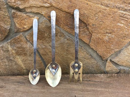 Bronze cutlery, mid century cutlery, midcentury flatware set, fork, cutlery, mid century flatware, medieval fork,mid century spoon,tea spoon