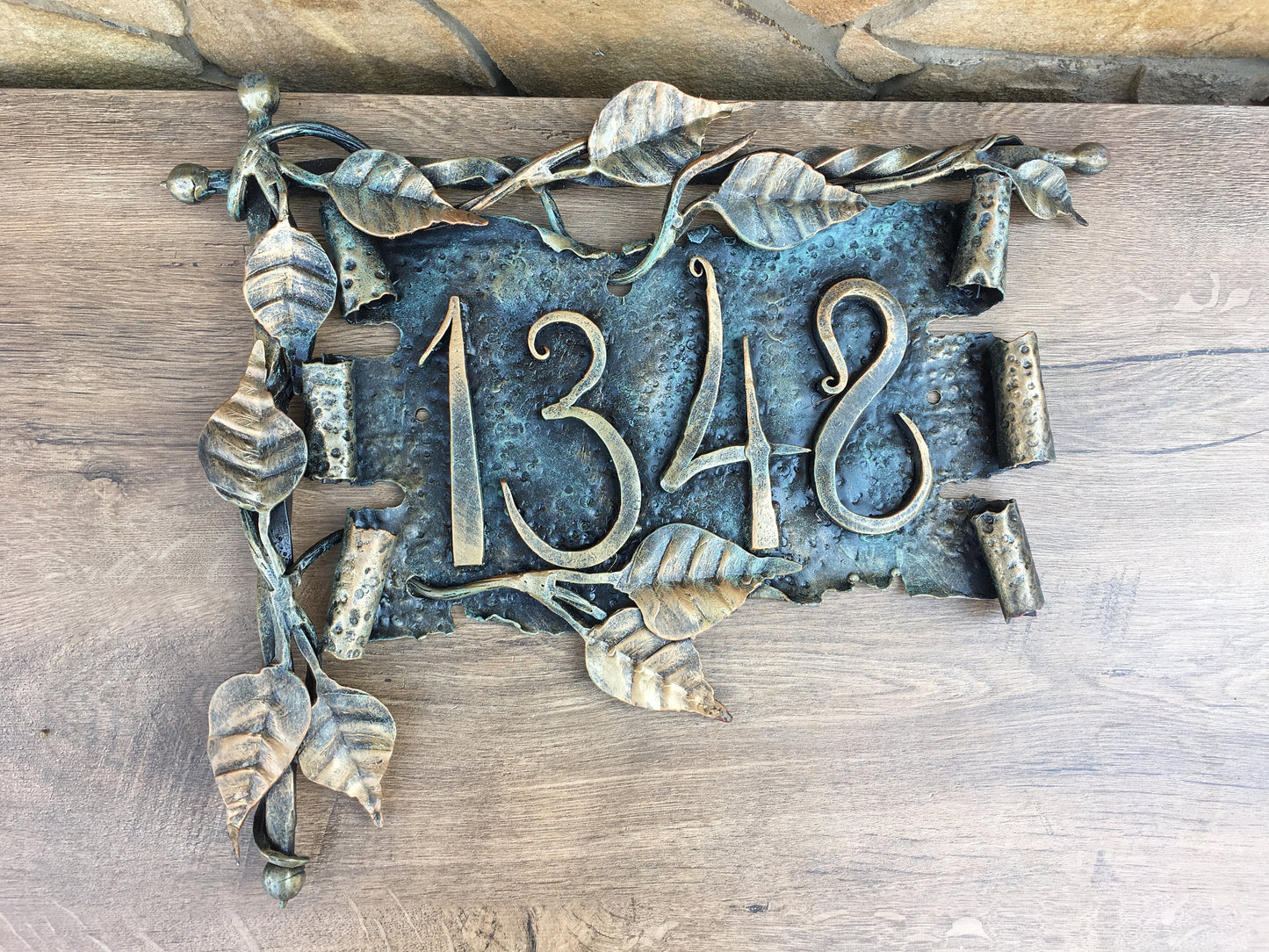 House number sign, house number plaque, fence decor, fence art, medieval, viking, porch, house plate, address number sign,address sign