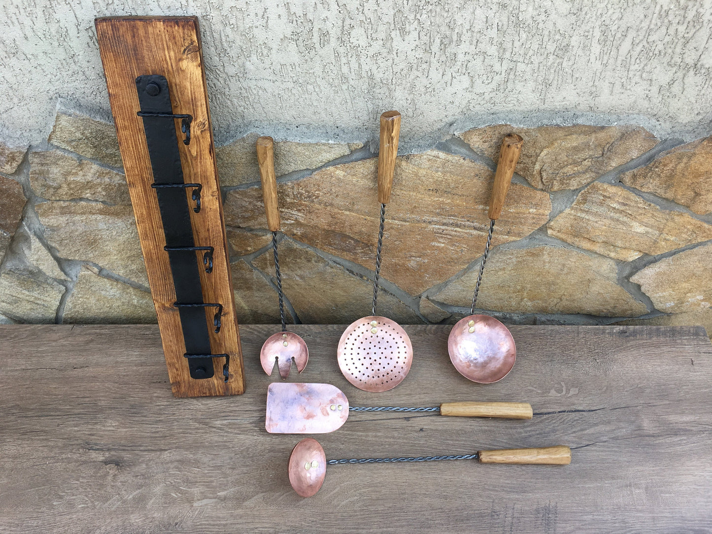 Copper cooking utensils, cooking utensils, medieval cutlery, ladle, ladle water dipper, spatula, medieval gift, strainer,vintage utensil set
