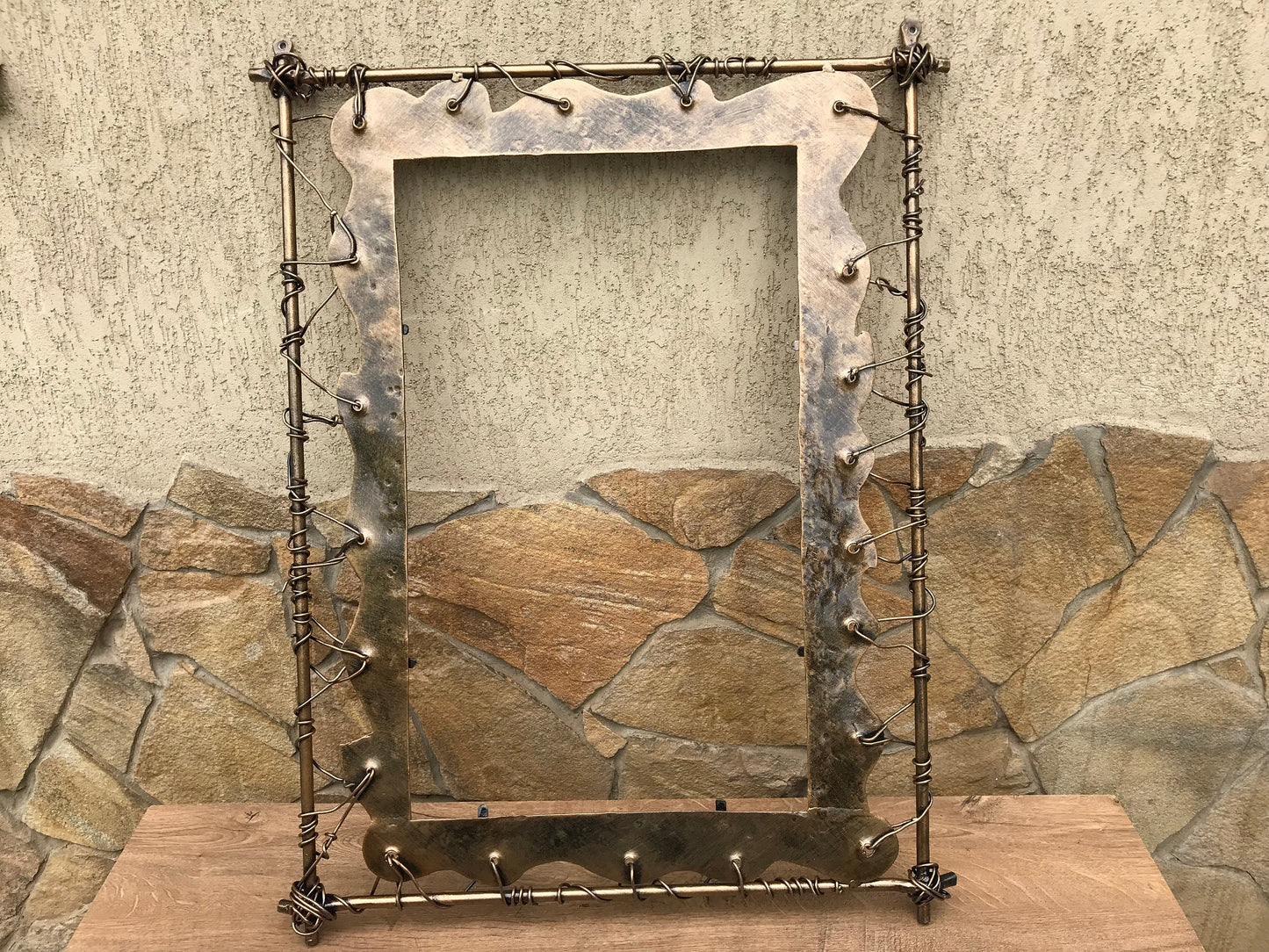 Mirror frame, hand forged mirror frame, hallway mirror, bathroom decor, iron anniversary gift, frame for mirror, painting frame, iron gift