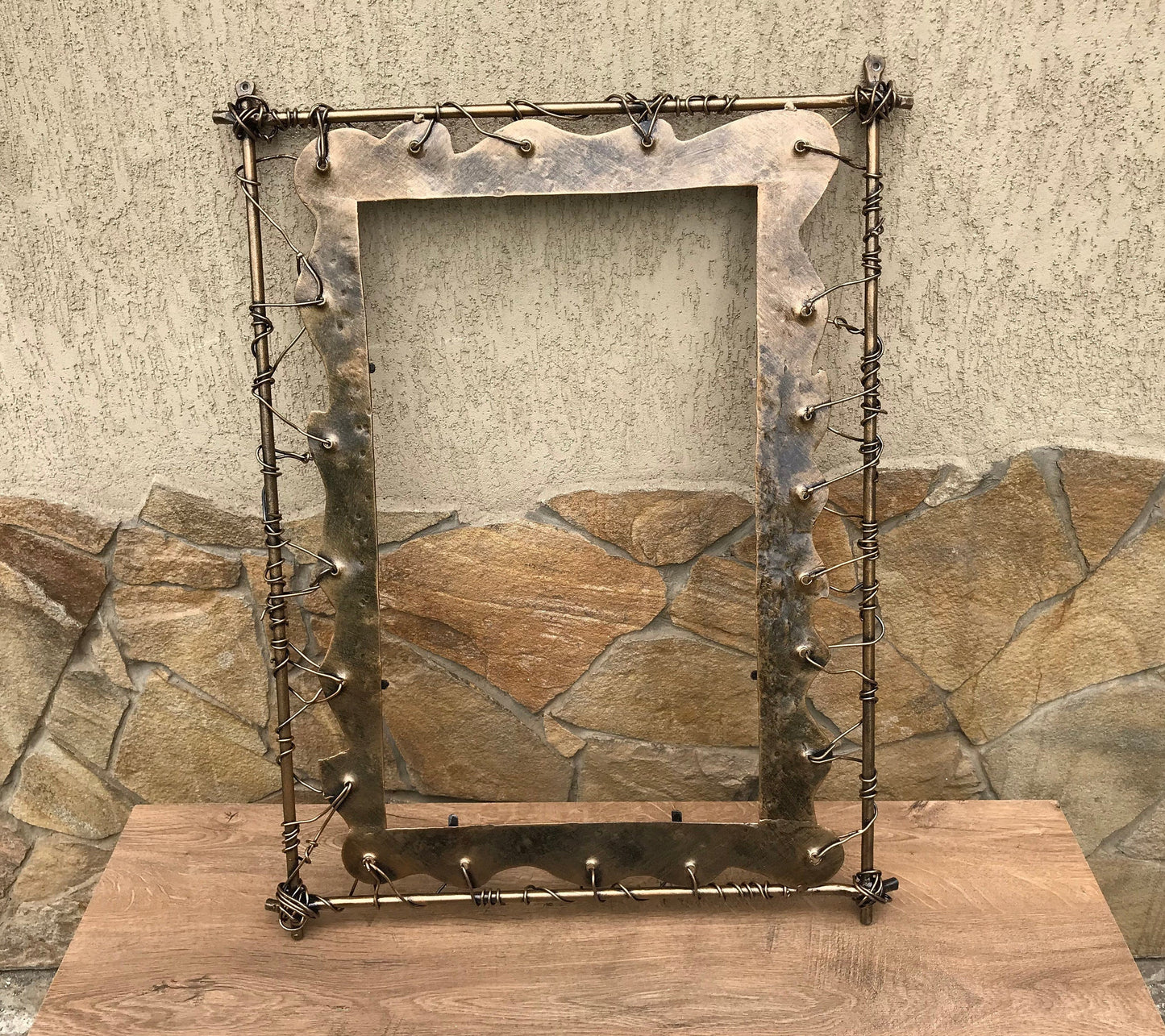 Mirror frame, hand forged mirror frame, hallway mirror, bathroom decor, iron anniversary gift, frame for mirror, painting frame, iron gift