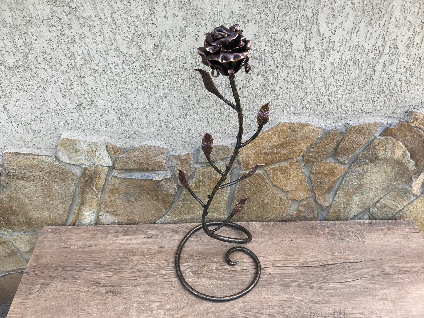 Mother's day gift, forged rose, birthday gift for her, iron rose, iron anniversary gift for her, metal sculpture, wedding anniversary gift
