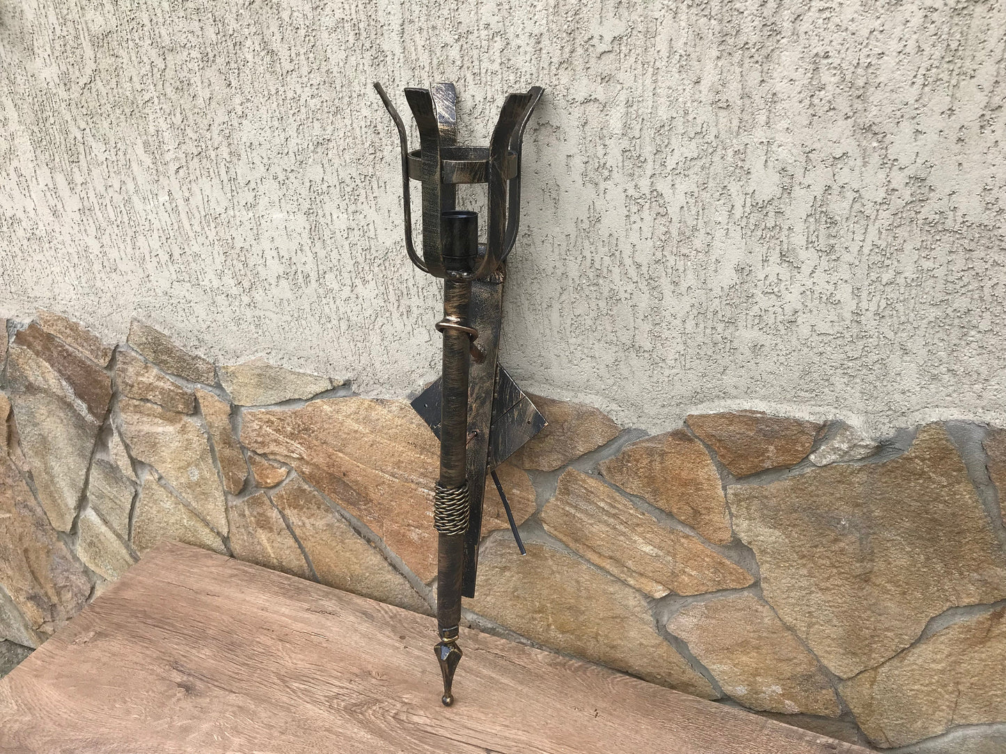 Torch sconce, medieval sconce, wall sconce, torch, viking lamp, castle sconce, castle sculpture, Olympic torch, lighting fixture, wall light