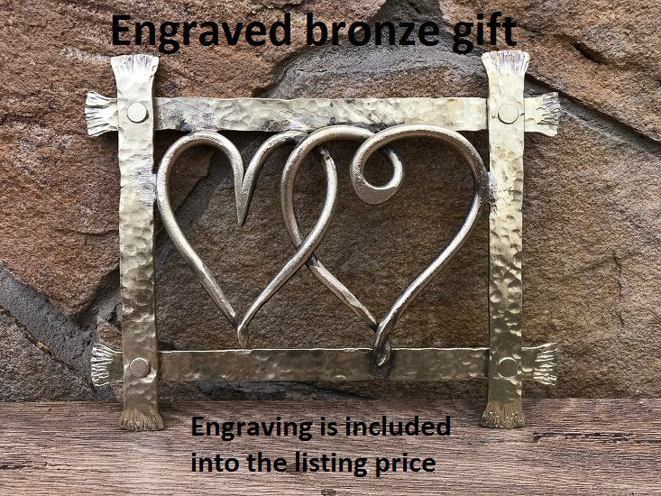 Bronze gift, bronze heart, bronze frame, gift box, bronze necklace, bronze jewelry, 8th anniversary gift, 19th anniversary, medieval gift