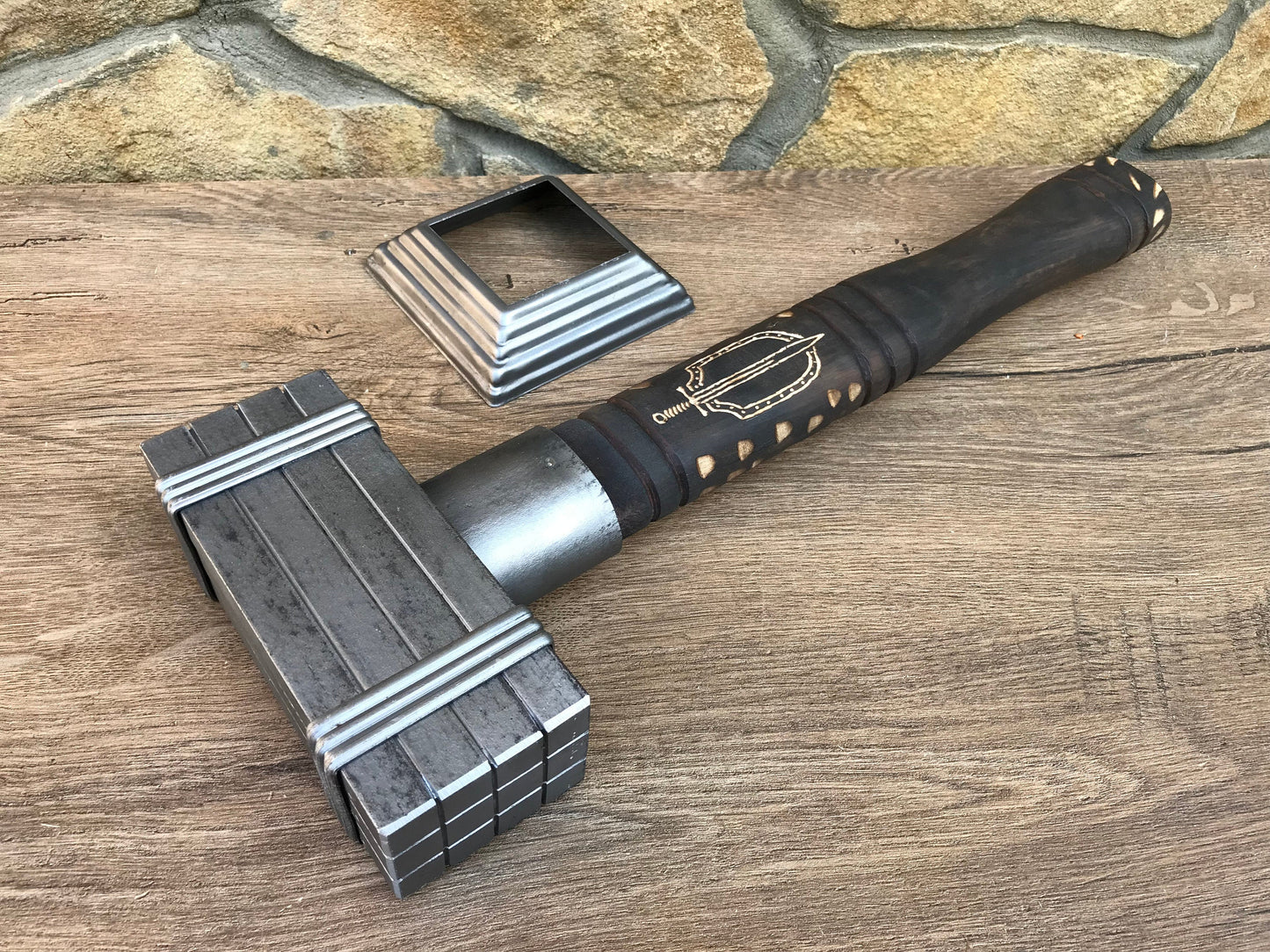 Hand forged hammer, viking axe, Thors hammer, decorative hammer, mjolnir, medieval hammer, mens gift, iron gift for him, viking hammer