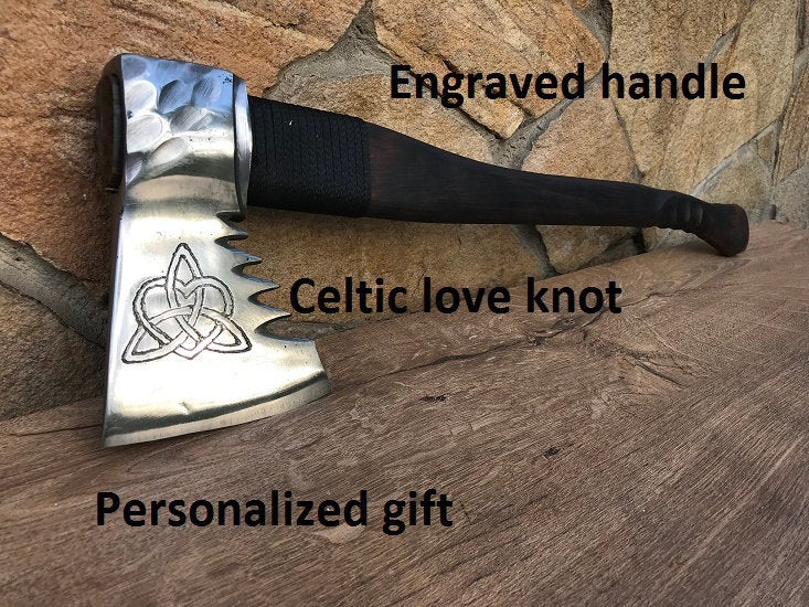 Celtic love knot, mens gift, viking axe, hatchet, Celtic gift, love knot, gift for men, manly gift, iron gift, mens anniversary  gift, axe