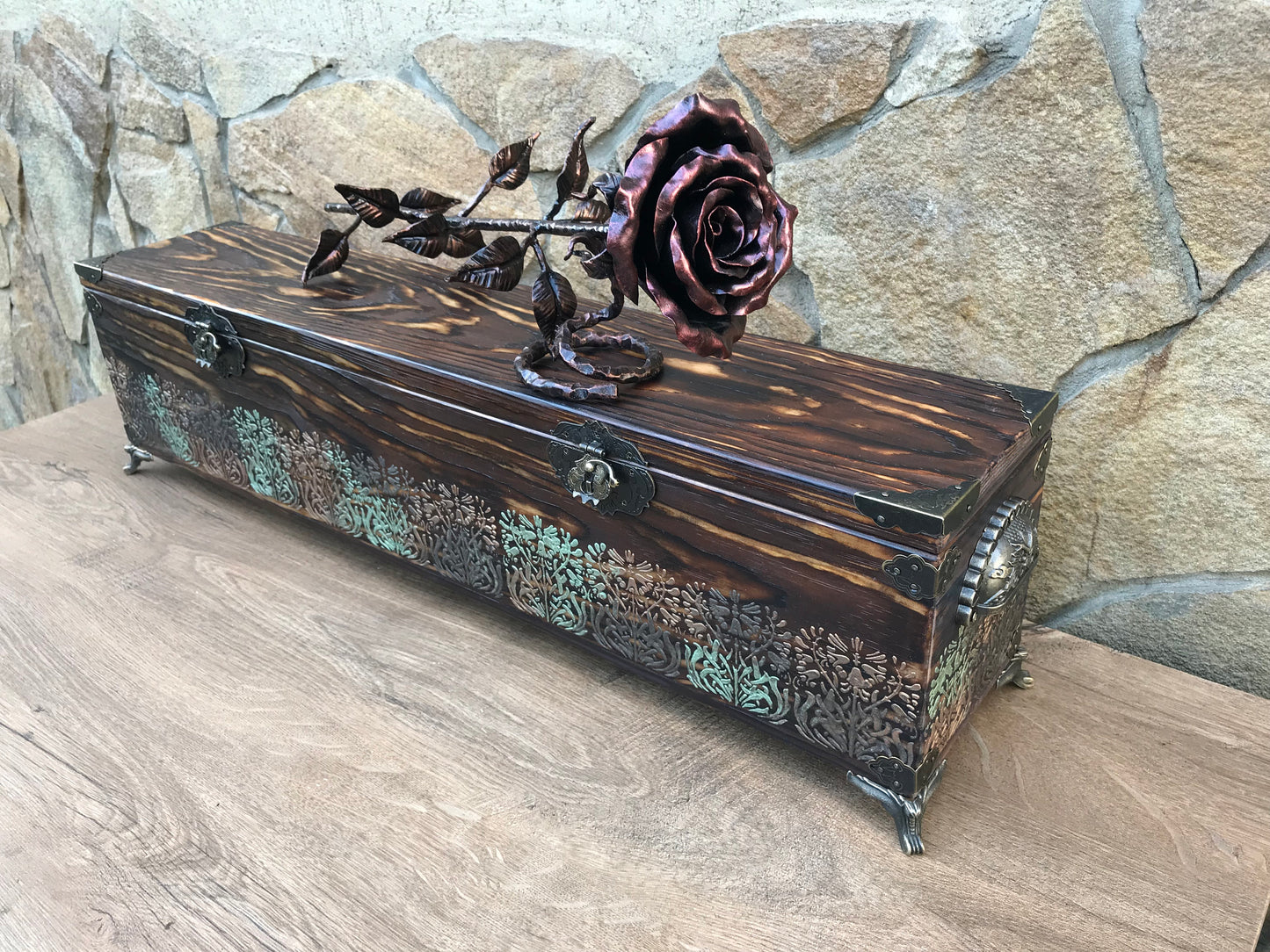 Iron rose in a casket, 40th anniversary gift for parents, ruby anniversary gift, wedding anniversary, 11th, 5th, 6th, ruby gift for her