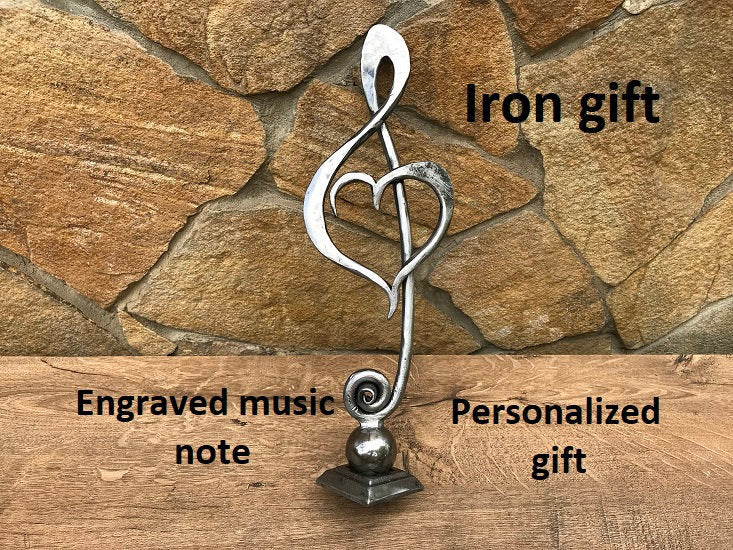 Treble clef, iron music note, 6th anniversary, iron anniversary, iron treble clef, music note, music symbol, engagement gift, music gift
