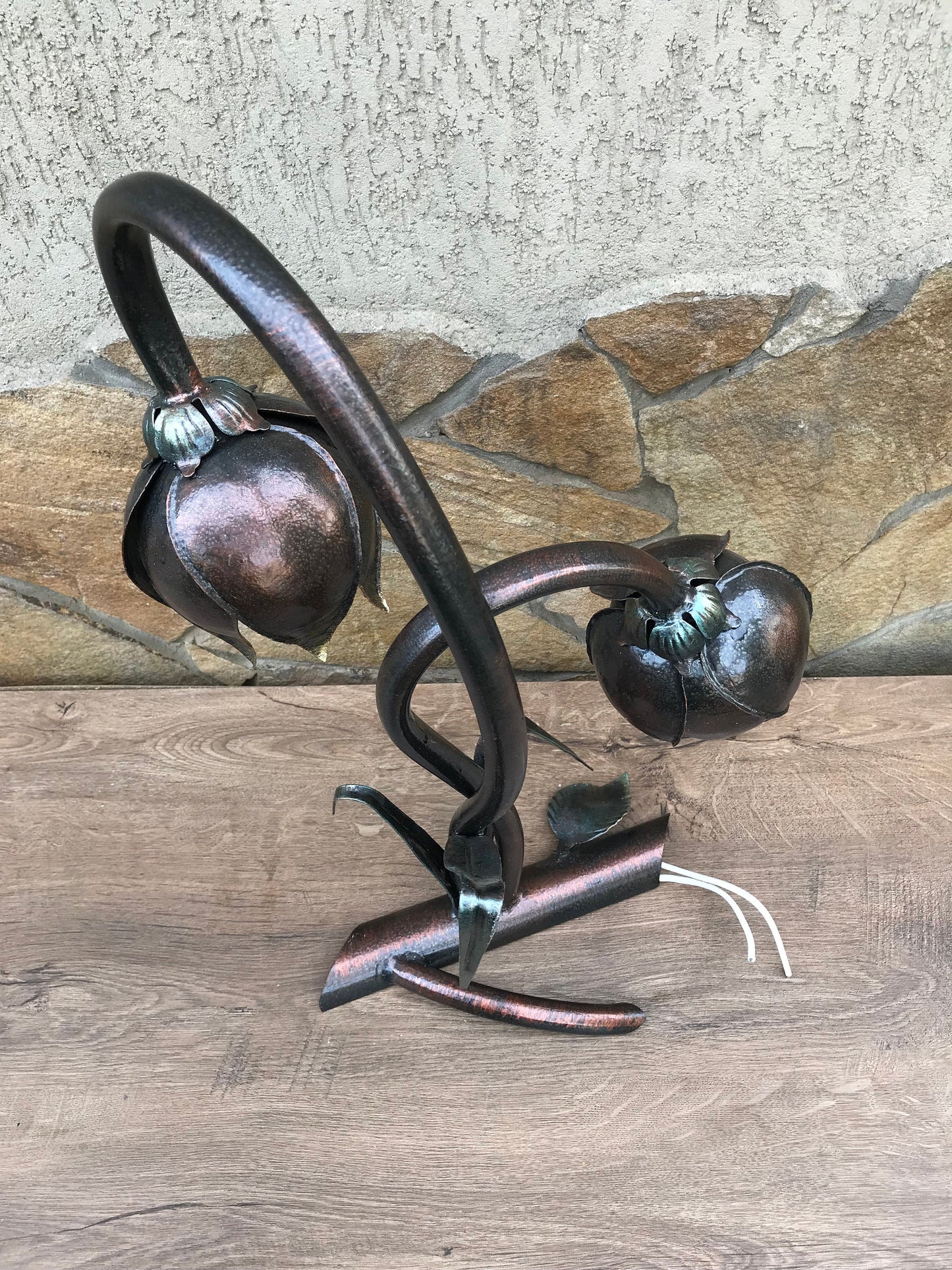 Table lantern, table lamp, night lamp, sconce, night lantern, wall sconce, hand forged sconce, light fixture,snowdrop,floral design,lighting