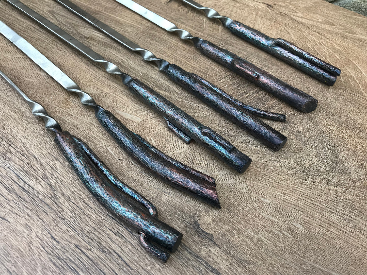 Skewers, hand forged skewers, iron gift, grilled meat, grill accessories, barbecue, BBQ, gift for Dad,picnic,iron anniversary gift,fireplace
