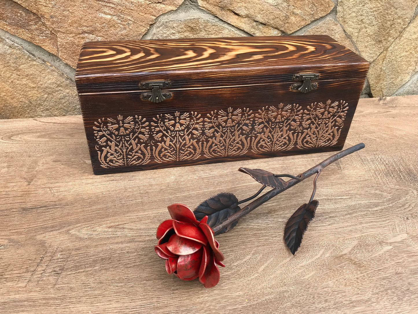 6th anniversary, 5th anniversary, iron gift, iron anniversary gift, wooden anniversary, bridesmaid gift, iron rose, iron decor, gift box,axe