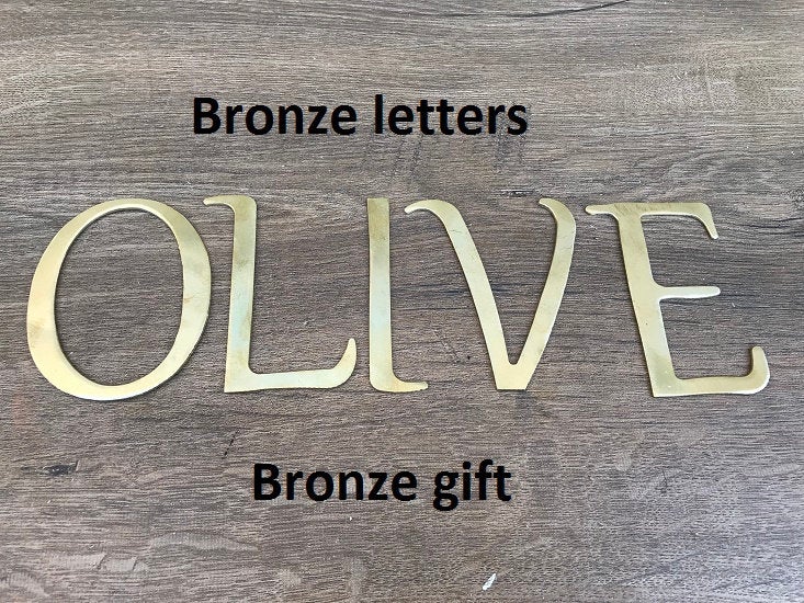 Bronze letters, cut out letters, cut out names, 8th anniversary, 8 year anniversary, 19th anniversary, bronze anniversary, bronze gift idea