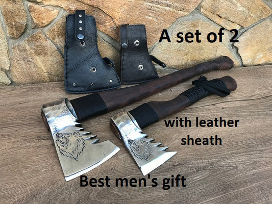 Viking axe, leather sheath, his birthday gift,mens anniversary gift, gift for dad, gift for men, Christmas gift, Fathers day gift, bear, axe