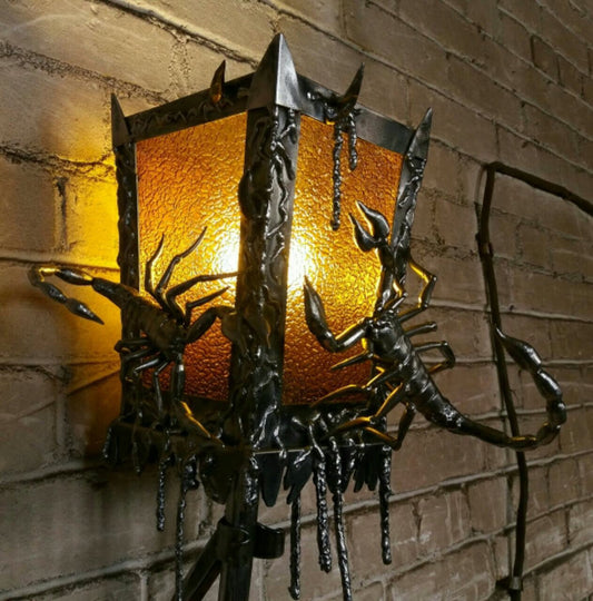 Wall sconce, scorpion, lamp, horror, sconce, lantern, wall lamp, castle decor, mancave, wall lantern,horror decor,Halloween decor,viking axe