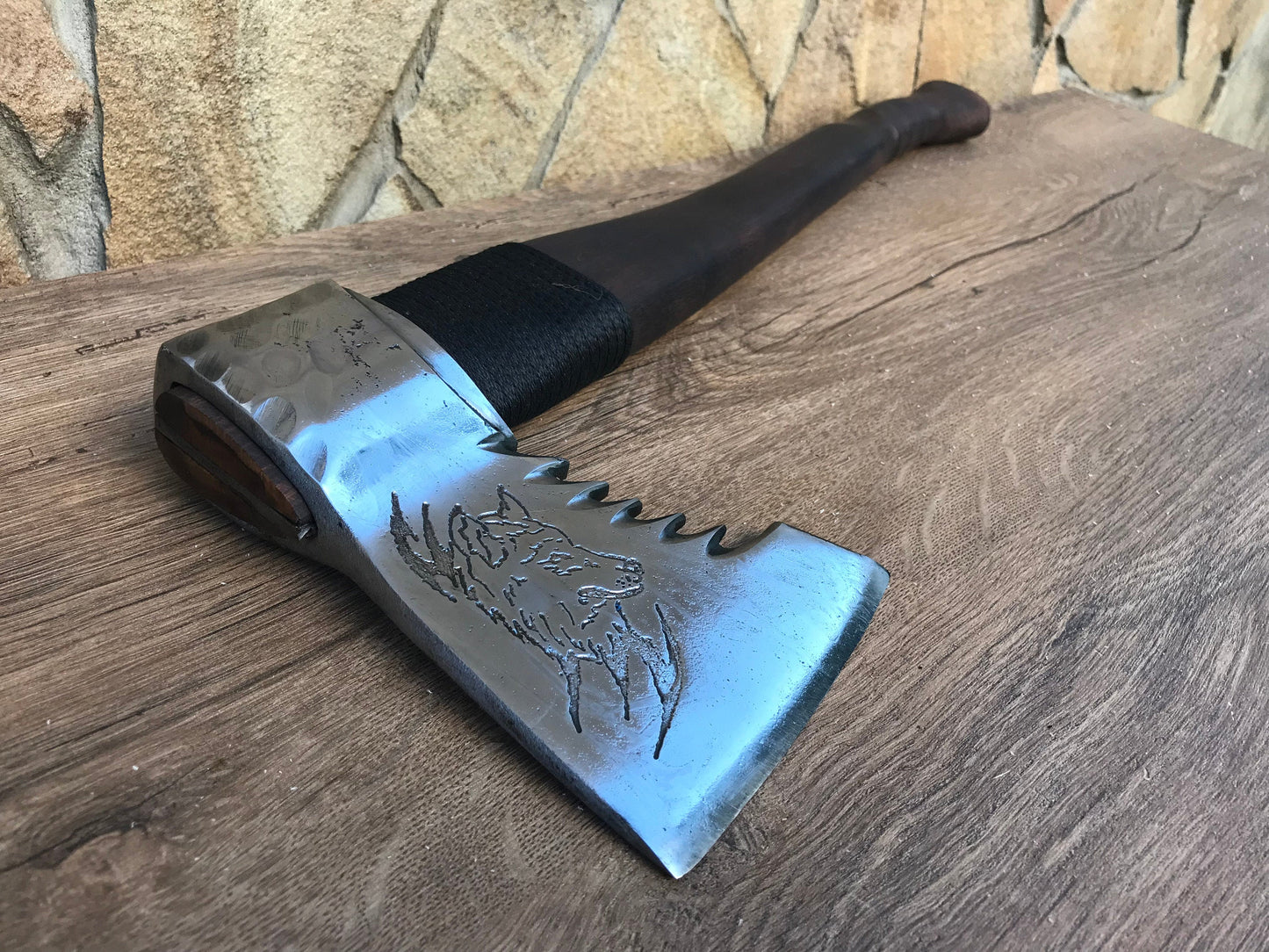 Personalized axe, leather sheath, viking axe, wolf, mens tools, handyman gifts, wolf decor, tools, gifts for men, gifts for dad,etched image