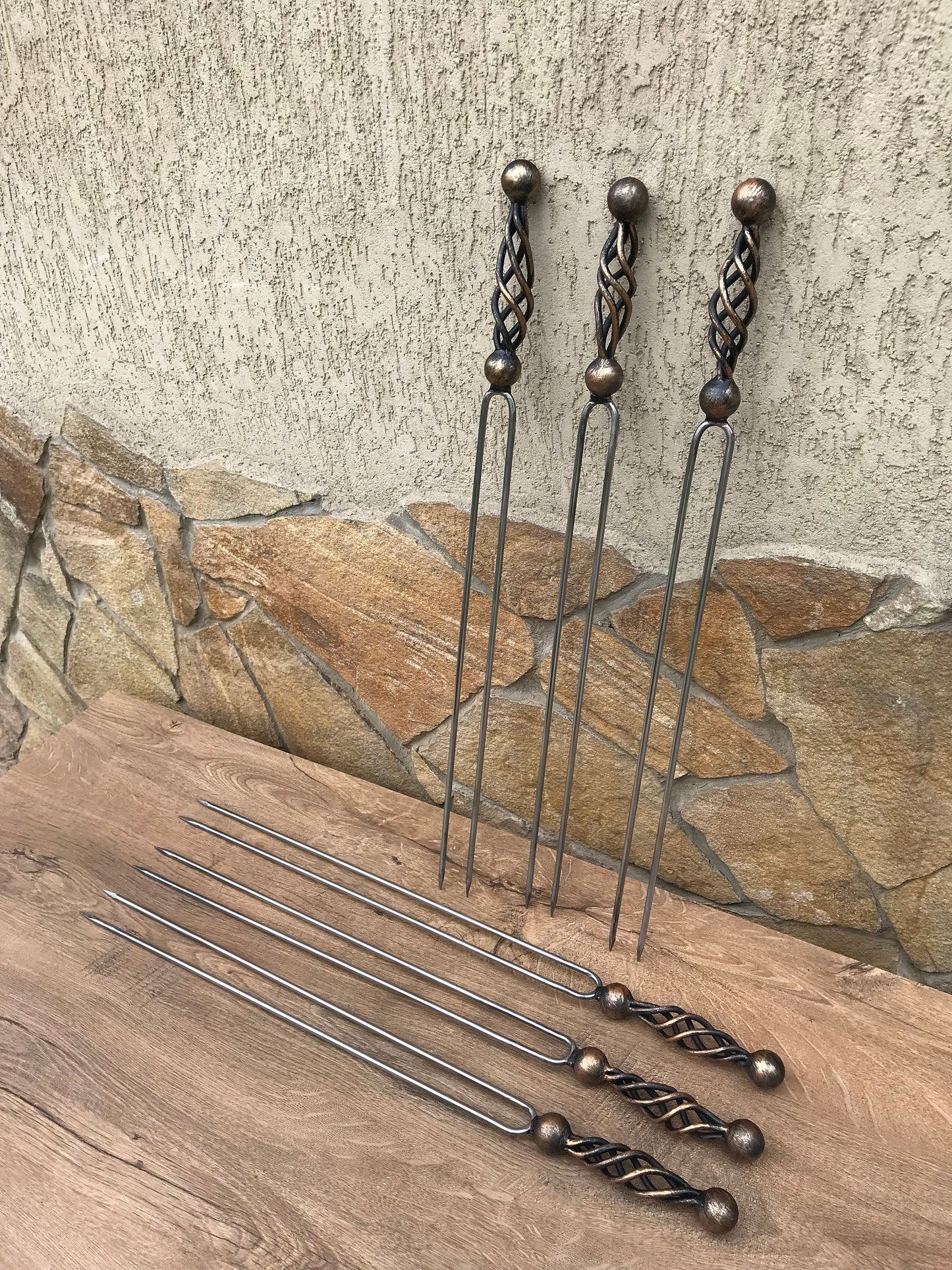 Forged skewers, metal skewers, iron gifts, grill accessories, grilled meat, iron gift, barbecue, BBQ, family reunion, picnic, stainless