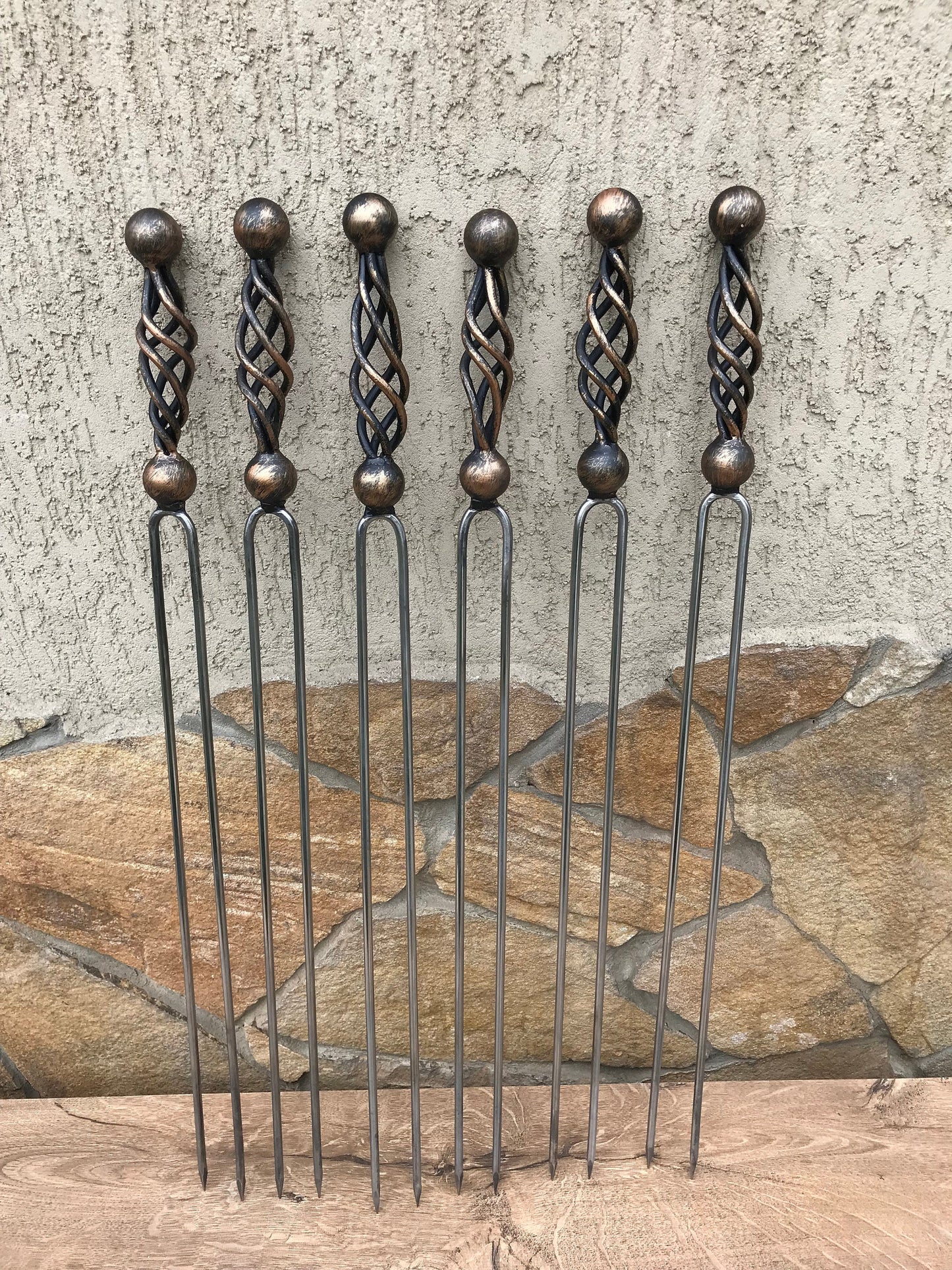 Forged skewers, metal skewers, iron gifts, grill accessories, grilled meat, iron gift, barbecue, BBQ, family reunion, picnic, stainless