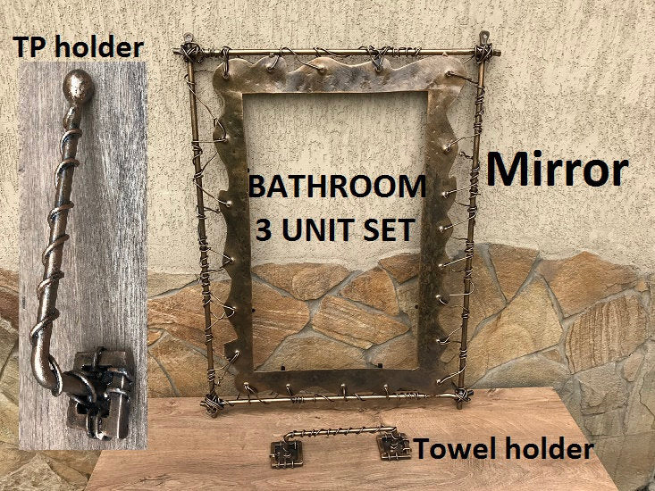 Bathroom set, mirror frame, towel rack, TP holder, bathroom decor, bathroom wall art, bathroom organizer, bathroom furniture, bathroom ideas