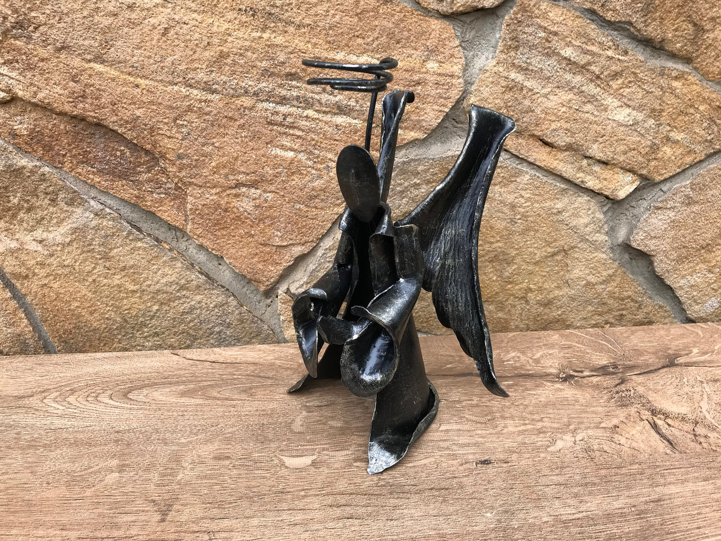 Candle holder, church candle, iron anniversary gift, iron gift, agel, church, candlestick holder, church charm, angel wings, church gifts
