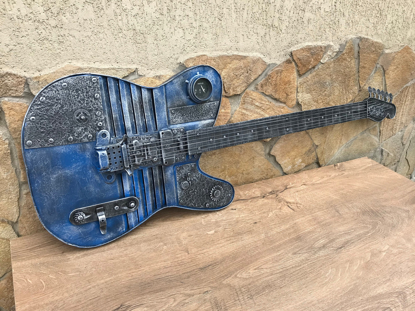 Fender guitar, steampunk guitar, guitar, steampunk sculpture, steampunk music, music sculpture, Fender collectible,stringed instrument,music