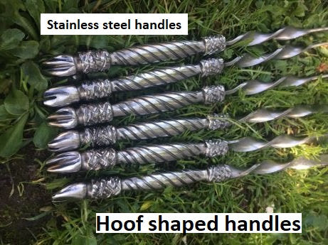 Skewers, 11th anniversary, stainless steel skewers, hoof, horseshoe, steel gift, steel anniversary, grilling gift, barbecue, BBQ, picnic