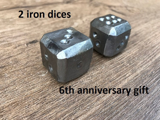 Iron dices, 6th anniversary, iron gift, iron anniversary, set of dices, custom dice, gambling dice, gaming dice, dice games, tabletop game