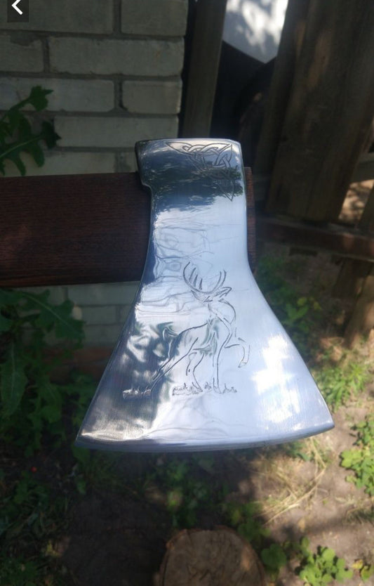 Axe, viking axe, tomahawk, hatchet, moose decor, moose gift, moose, mens gift, engraved axe, custom gift, knife, viking knife, mens birthday