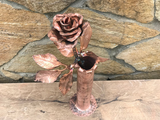 Copper rose, copper vase, copper gift, copper anniversary,7th anniversary,7 year gift,7 years,copper gift for her,copper gifts,copper flower