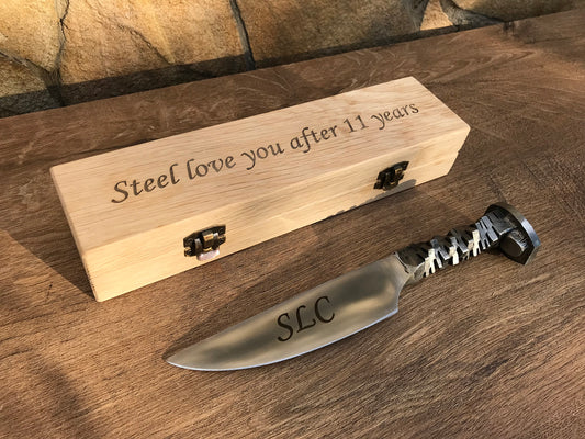 11th anniversary, steel gifts for him, engraved steel gift, railroad spike knife, 11th anniversary gift for him, steel jewelry, steel gifts