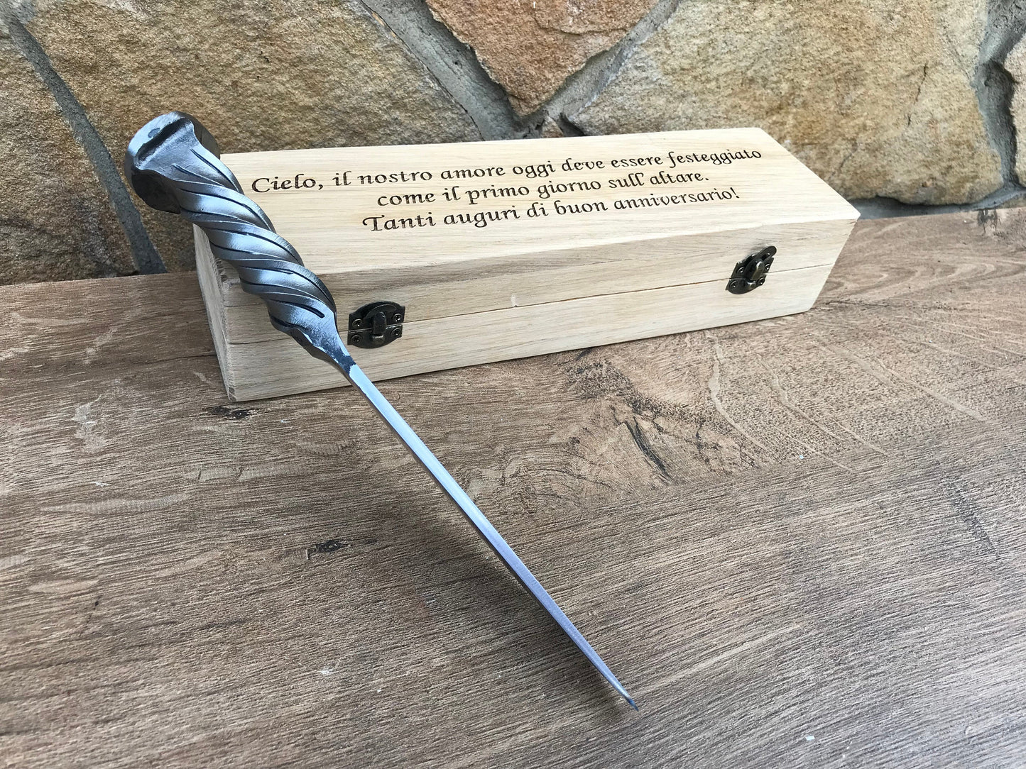 Iron gift, gift for him, mens gifts, engraved knife, railroad spike knife, iron anniversary, knife for groomsman, knife gift, knife gift box