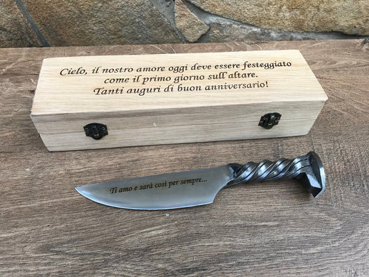 Iron gift, gift for him, mens gifts, engraved knife, railroad spike knife, iron anniversary, knife for groomsman, knife gift, knife gift box